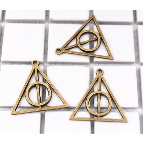 10pcs Charms Hallows Deathly 32*31mm Antique Bronze Plated Pendants Making DIY Handmade Tibetan Silver Jewelry