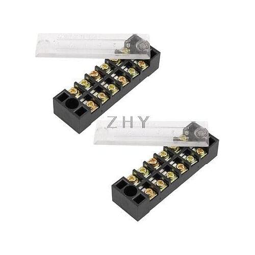 600V 15A 6 Position Wiring Terminal Blocks Barrier 2 Pcs
