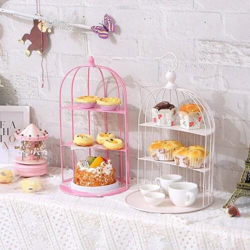 3 Tier Cupcake Display Stands White Pink Gold Beige S M Dessert Candy Food Cake Plates for Wedding Home Dinnerware Bakeware