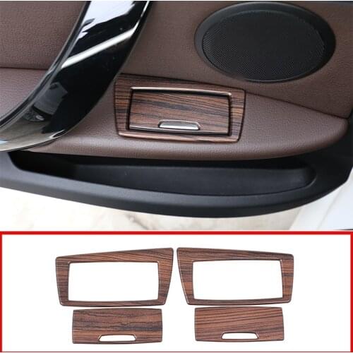 4 Pcs For BMW X1 F48 2016-2019 Pine Wood Grain ABS Door Ashtray Sequins Trim Decoration Sticker Accessories Car Accessory