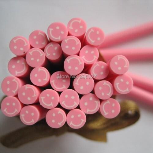 5pcs B-01 5mm Cute Pink Smiling Face Cane Fancy Nail Art Polymer Clay Cane Nail Art Decoration