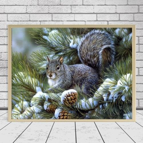 5D DIY diamond painting animal squirrel diamond embroidery full square diamond mosaic cross stitch landscape home decoration art