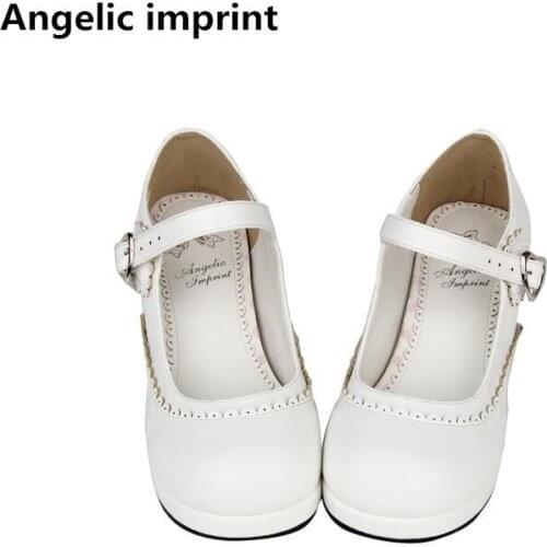 Angelic imprint woman mori girl lolita cosplay shoes lady mid heels pumps women princess dress party single shoes 33-47 4.5cm