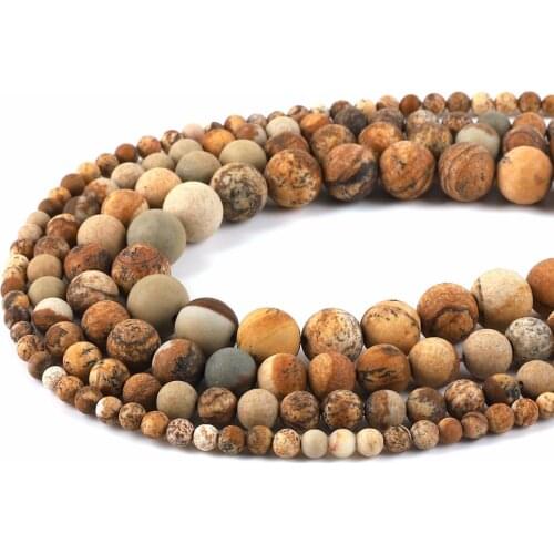 Free Shipping Natural Stone Picture Jaspers Round Beads 15" Strand 4MM 6MM 8MM 10mMM Pick Size For Jewelry Making