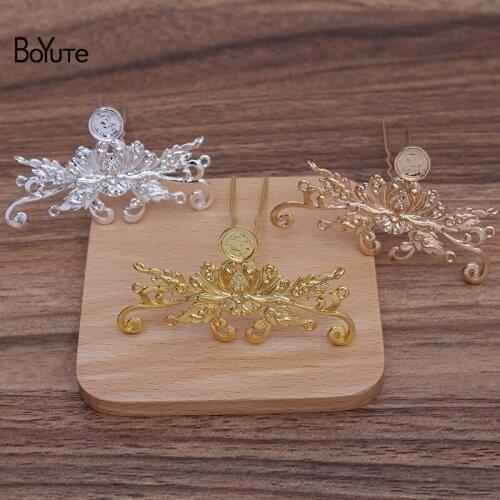 BoYuTe (5 Pieces/Lot) 43*80MM Flower Welding 9*70*1.2MM Hair Forks Vintage Style Diy Hair Accessories Materials