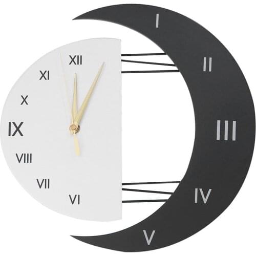 1pc Moon Sun Design Wall Clock Creative Silent Wall Clock Hanging Clock Home Decoration Clock Without Dry Battery