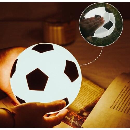 Kids Football Night Light Soft Silicone Soccer Table Lamp Toy Gift Rechargeable Tap Control Dimming for Boys Bedside Lamp
