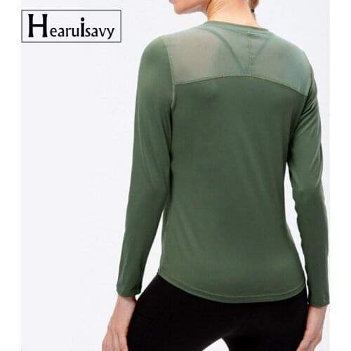 Breathable Mesh Sport Shirts Women Fitness Long Sleeve Yoga Top Polyester Gym Workout For Ladies Plus Size Running T Shirt Black