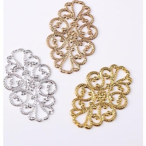 50Pcs 21*31mm Metal Copper Flower Filigree Wrap Connector Hair Accessories DIY Jewelry Making Findings