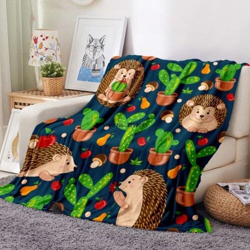 Cartoon Animals Flannel Blanket Hedgehog Coral Fleece Blanket Home Textile Throw Blanket Sofa Soft Colorful Fluffy Blanket
