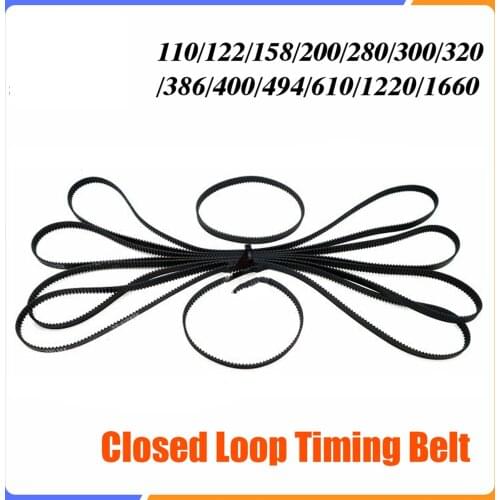 GT2 Closed Loop Timing Belt Rubber, 110/122/158/200/300/400/610/1220/1660mm, 2GT BELT Width 6mm, Suitably GT2 Pulley For 3d