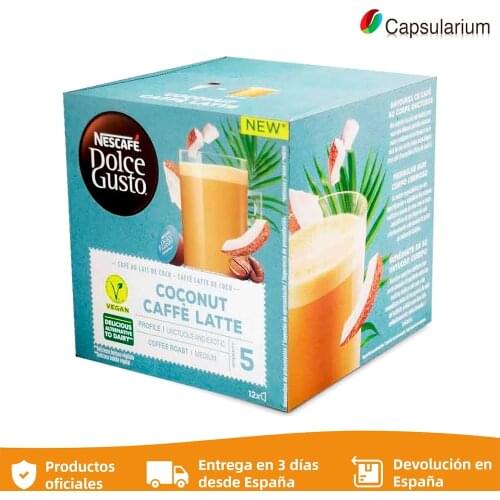 Coconut Caffè Latte, Coconut milk coffee 12 capsules Nescafé Dolce ideal taste for vegans