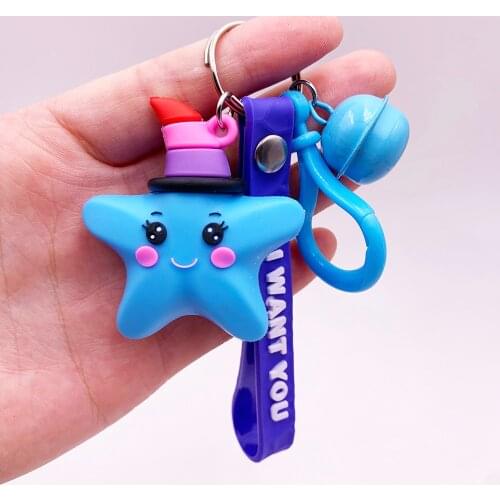 Creative Cartoon 3D Star Keychain Bag Coin Purse PVC Soft Toy Key Chain Key Ring For Boyfriend Men Key Holder Trinket Gift