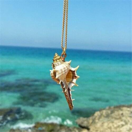 Summer Sea Shell Mermaid Necklace For Women Men Elegant Boho Shell Pendant Necklaces Mermaid Beach Jewelry A063