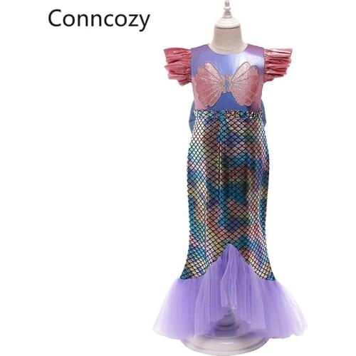 2021 Mermaid Summer Short-sleeved Princess Dress Childrens Dress Girls Dress Cosplay Costumes for Kids Kids Halloween Costumes