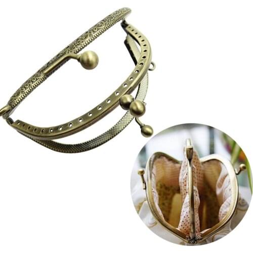 LMDZ 1Pcs 10.5cm Bag Handle Kiss Clasp Lock Arch Double Clips Purse Frame Double Layer DIY Metal Frame Purse for Clutch Coins