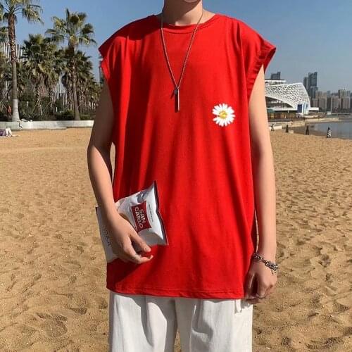 Mens Tank Top Summer Korean Streetwear Pattern Printing Vest Men Casual Hip-Hop Men Clothing Sweatshirt Sleeveless Tank Top Men