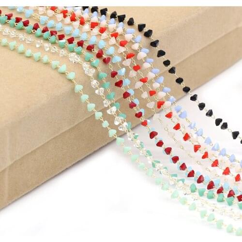 Hand Made Copper Chain Crystal With 4mm Beads Making Necklaces Bracelets And Other Accessories DIY Material 1 Meter Long