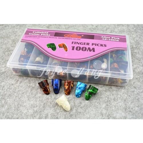 Lots of 100pcs Guitar Finger Picks Plectrums Excellent Quality Celluloid Material Guitar Picks With Original Box