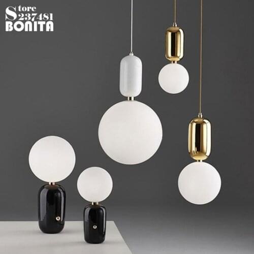 Nordic style fashion led pendant lights hanging lights Bar office restaurant bedroom Glass Ball cord pendant light modern Simple