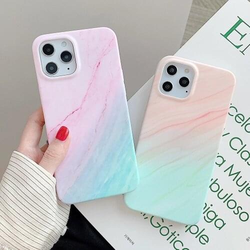 For iPhone 12 Pro Case Gradual Color Marble Phone Case For iPhone 12 11 Pro Max XR XS XS Max 7 8 Plus Soft IMD Phone Back Cover