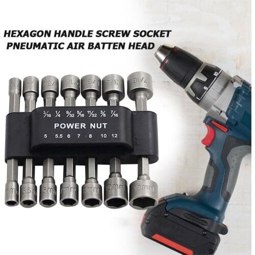 14pcs/set 5mm-12mm Wrench Hex Socket Sleeve Nozzles Nut Driver Set Screwdriver Set Bits Sets Tools Spanner Key Grip