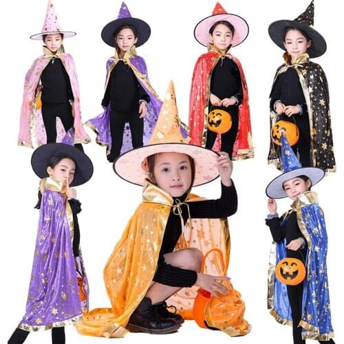 Halloween cloak cosplay witch magician cloak childrens five-star bronzing cloak witch performance costume