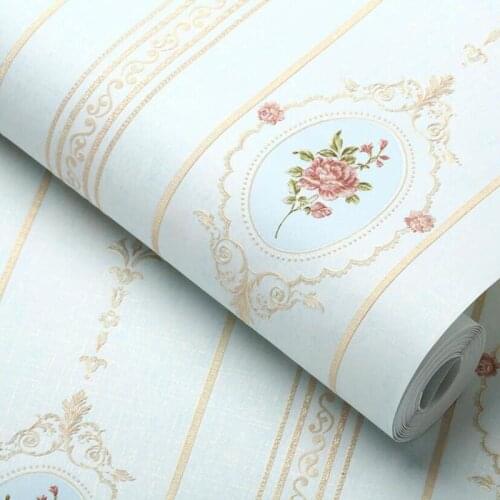 New Vintage Pastoral Flower Wall Paper 3d Bedroom Wall Decoration Wallpaper Mural Stripes Wallpapers Floral Papier Peint EZ152