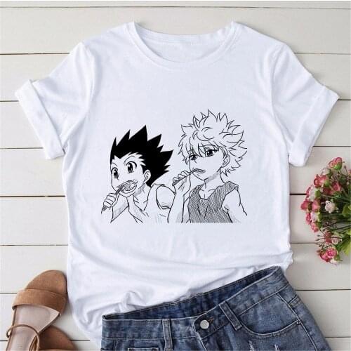New Japanese Anime Manga Kawaii Hunter X Hunter Women Short Sleeve Killua Zoldyck Tee Tops For Female Dropship