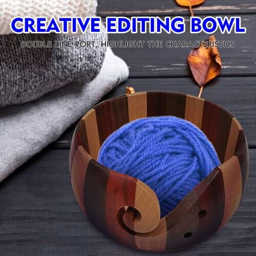 Yarn Bowl Organizer Wood Storage Portable Holder Handmade for Knitting Crochet