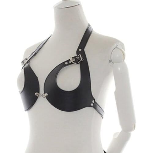 Candiway BDSM chastity punk bra Fetish Body Harness Bondage Boutique Ladies Tops studs leather sex game for women sex toys