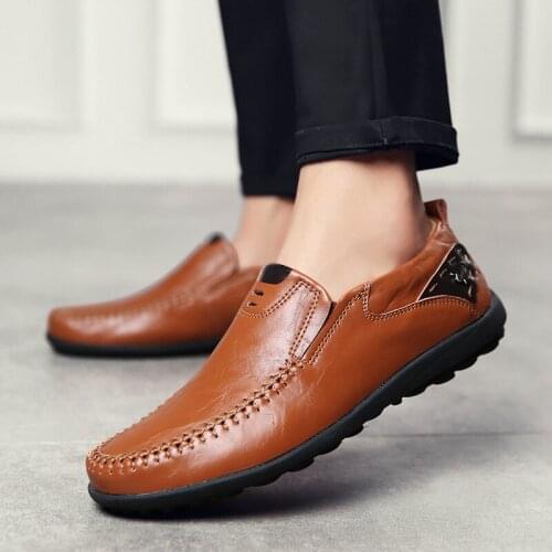 Size47 Mens Genuine Leather Loafers Gents Shoes Casual Slip on Dress Business Shoes for Men Loafers Classic Vintage Italian Shoe