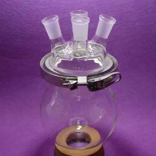 NANSHIN,3000ML 4-Neck Reaction Flask,24/40,Separately Flask with Easily Clamp,3L Reactor