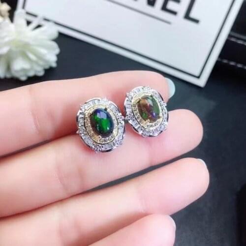 The Best Engagement Gift 100% Natural And Real Opal Earring 925 sterling silver Fine jewelry