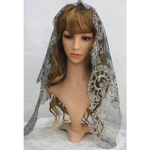 Silver Traditional Embroidery Spanish Lace Mantilla
