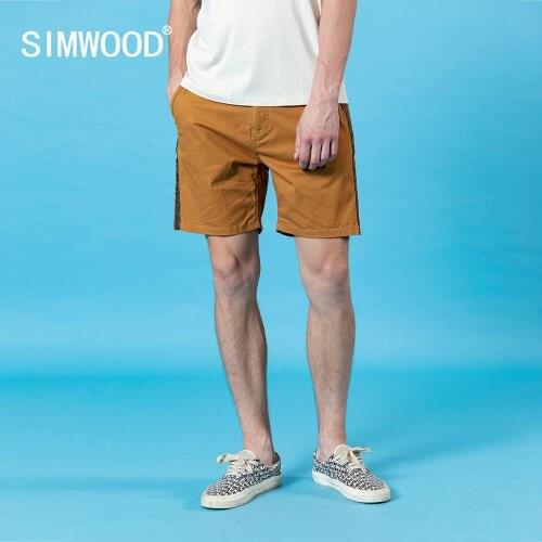 SIMWOOD 2020 summer new shorts men fashion side embroideried piping casual knee length short plus size brand clothing SJ170151