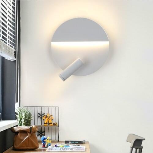Modern led wall lamps with switch Nordic Simple round square backlight free rotation Sconce wall light Home Bedroom Bedside lamp