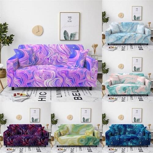 Stretch Marble Sofa Covers Furniture Protector Polyester Loveseat Couch Cover for Living Room 1/2/3/4-Seater Arm Chair Cover