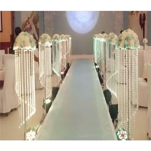 90CM height Wedding walk way flower stand stage venue arylic crystal column pillar for wedding party decoration