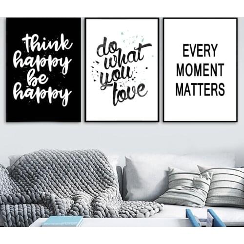 Inspiring Sentence Quotes Canvas Painting Nordic Black White Posters and Prints Wall Art Pictures for Living Room Home Decor