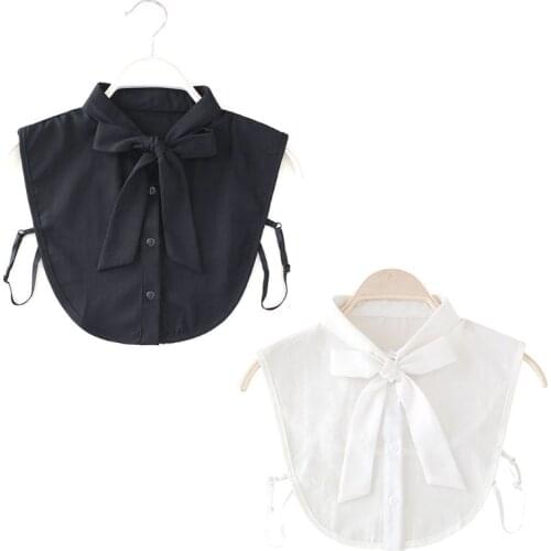 Women New Bow Collar Shirt Fake Collar Tie Vintage Detachable Collar False Collar Lapel Blouse Top Women Clothes Accessories
