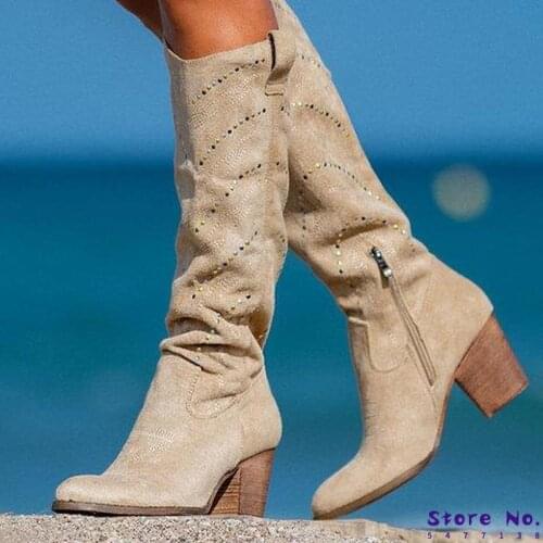 Women knee high boots chaussure booties gladiator gladiator high heels shiny crystal deco shoes woman zapatos mujer sapato H495