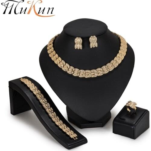 MUKUN African beads jewelry set Nigeria Dubai Gold Jewelry Sets For Women Wedding party Jewellery Set Bridal Costume Jewelery