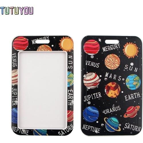 1pc PC2726 Planets Creative Lanyard Card Holder Student Hanging Neck Mobile Phone Lanyard Badge Subway Access Card Holder