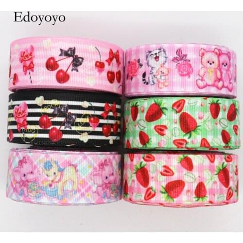 10 Yards 1'' 25MM Flowers And Animals Printed Grosgrain Ribbons For Hair Bows DIY Handmade Materials Y19092401