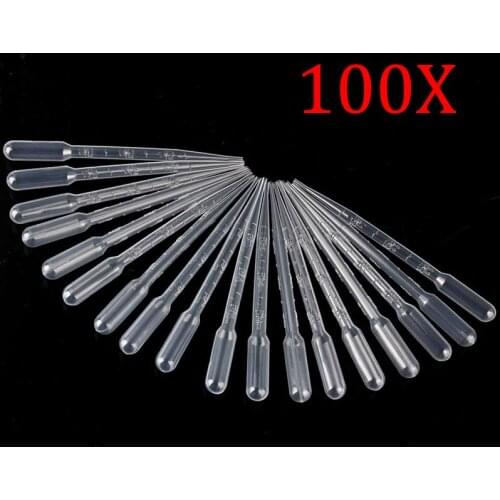 100Pcs Clear 3ml Plastic Eye Dropper Set Liquid Transfer Graduated Pipettes for Laboratory Experiment Medical Microbiology -30
