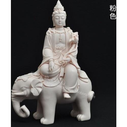 12 inches of pink Sam Kegon Samantabhadra - Dehua white porcelain ceramic decoration Buddha Samantabhadra Buddhist supplies