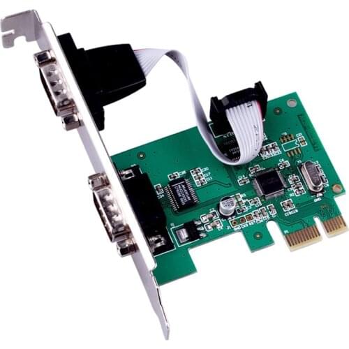 2 Port Serial RS232 COM DB9 Pin PCI-E Express X1 Expansion Card For Windows XP 7