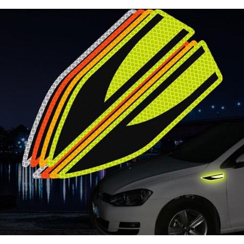 2Pcs Car Sticker Reflective Safety Warning Strip Tape Car Bumper Reflective Strips Secure Reflector Stickers Decals Car Styling
