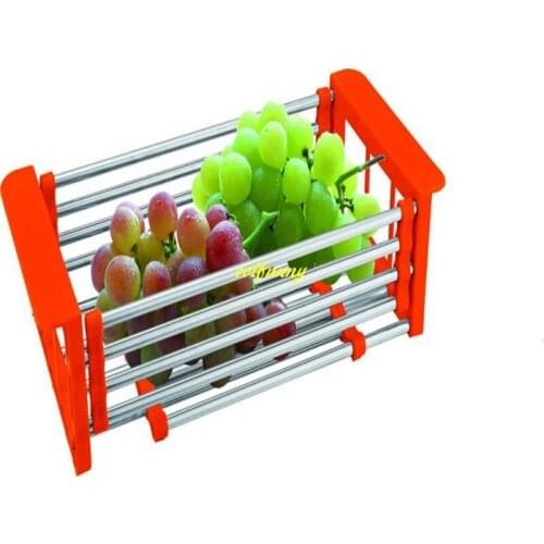 20pcs/lot Stainless Steel Drain Basket Frame Shelf Telescopic Bowl dish Chopsticks Sink friuit Drainboard Storage Rack